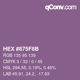 Color code: HEX #875F8B | qconv.com