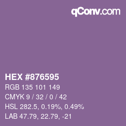 Farbcode: HEX #876595 | qconv.com