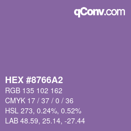 颜色代码: HEX #8766A2 | qconv.com