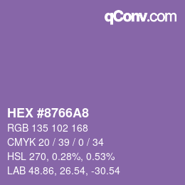 カラーコード: HEX #8766A8 | qconv.com