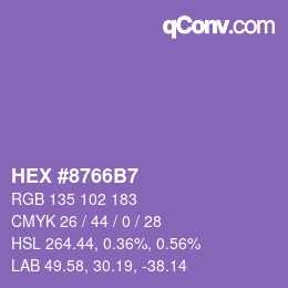 颜色代码: HEX #8766B7 | qconv.com