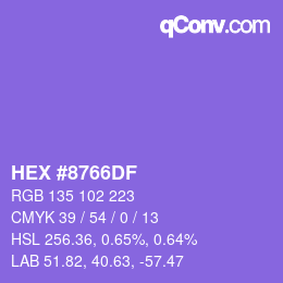 Color code: HEX #8766DF | qconv.com