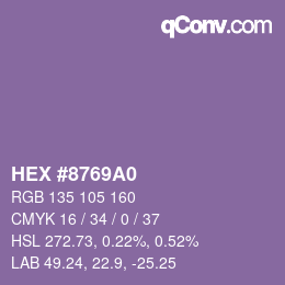 カラーコード: HEX #8769A0 | qconv.com