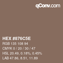 Código de color: HEX #876C5E | qconv.com