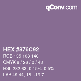 Color code: HEX #876C92 | qconv.com