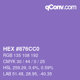 Color code: HEX #876CC0 | qconv.com