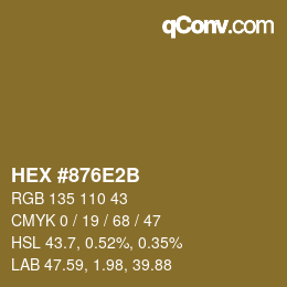 Color code: HEX #876E2B | qconv.com