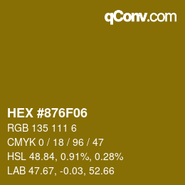 Color code: HEX #876F06 | qconv.com