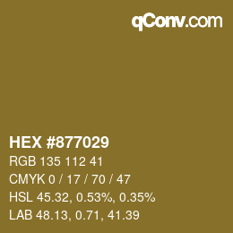 カラーコード: HEX #877029 | qconv.com
