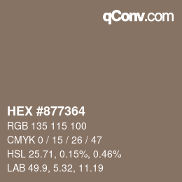 カラーコード: HEX #877364 | qconv.com