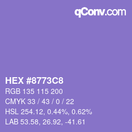 Color code: HEX #8773C8 | qconv.com