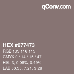Color code: HEX #877473 | qconv.com