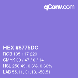 颜色代码: HEX #8775DC | qconv.com