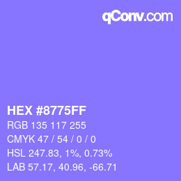 Color code: HEX #8775FF | qconv.com