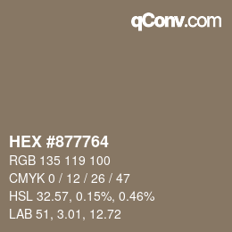 Color code: HEX #877764 | qconv.com