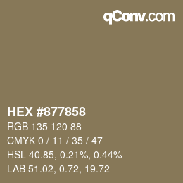 Color code: HEX #877858 | qconv.com