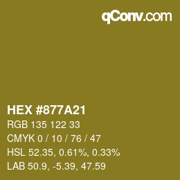 Color code: HEX #877A21 | qconv.com