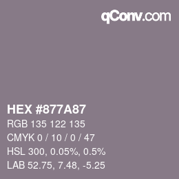 颜色代码: HEX #877A87 | qconv.com