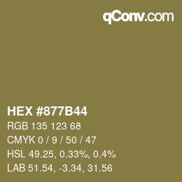颜色代码: HEX #877B44 | qconv.com