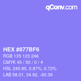 Color code: HEX #877BF6 | qconv.com