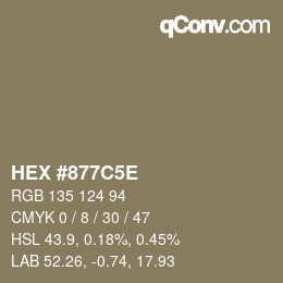 Color code: HEX #877C5E | qconv.com