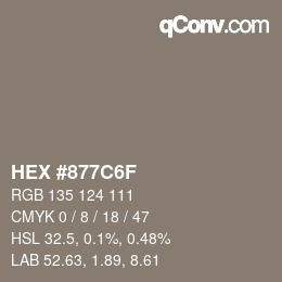 颜色代码: HEX #877C6F | qconv.com