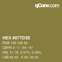 Color code: HEX #877D3E | qconv.com
