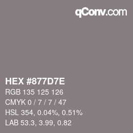 Color code: HEX #877D7E | qconv.com