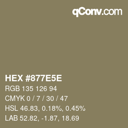 Color code: HEX #877E5E | qconv.com