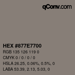 Código de color: HEX #877E7700 | qconv.com