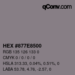Color code: HEX #877E8500 | qconv.com