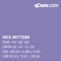 Color code: HEX #877EB6 | qconv.com