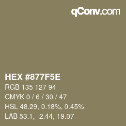 Color code: HEX #877F5E | qconv.com