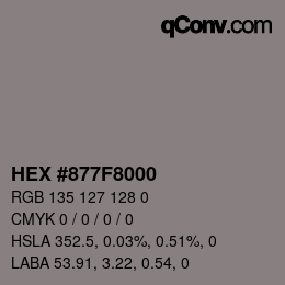 Color code: HEX #877F8000 | qconv.com