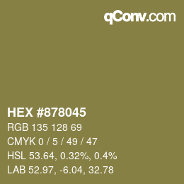 カラーコード: HEX #878045 | qconv.com