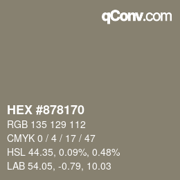 カラーコード: HEX #878170 | qconv.com