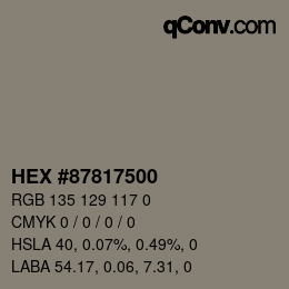 Color code: HEX #87817500 | qconv.com