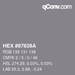 Color code: HEX #87838A | qconv.com