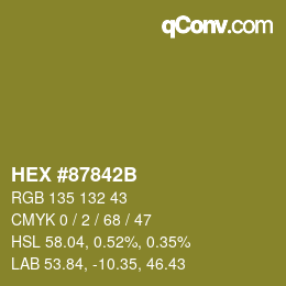 Color code: HEX #87842B | qconv.com