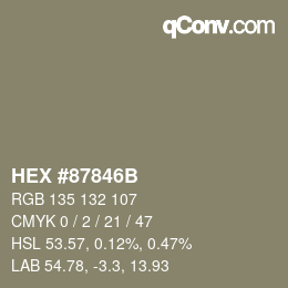 Farbcode: HEX #87846B | qconv.com