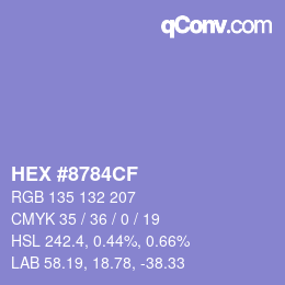 Color code: HEX #8784CF | qconv.com