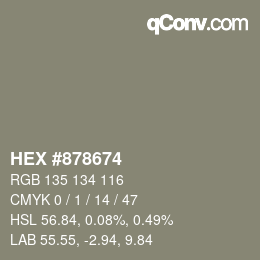 カラーコード: HEX #878674 | qconv.com