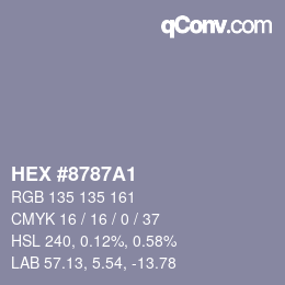 Código de color: HEX #8787A1 | qconv.com