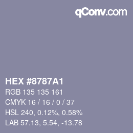 颜色代码: HEX #8787A1 | qconv.com