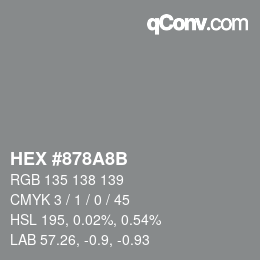 Color code: HEX #878A8B | qconv.com