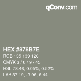 Color code: HEX #878B7E | qconv.com