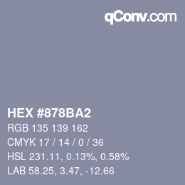 Color code: HEX #878BA2 | qconv.com