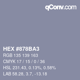 Color code: HEX #878BA3 | qconv.com