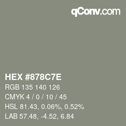 Color code: HEX #878C7E | qconv.com