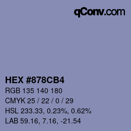 Color code: HEX #878CB4 | qconv.com